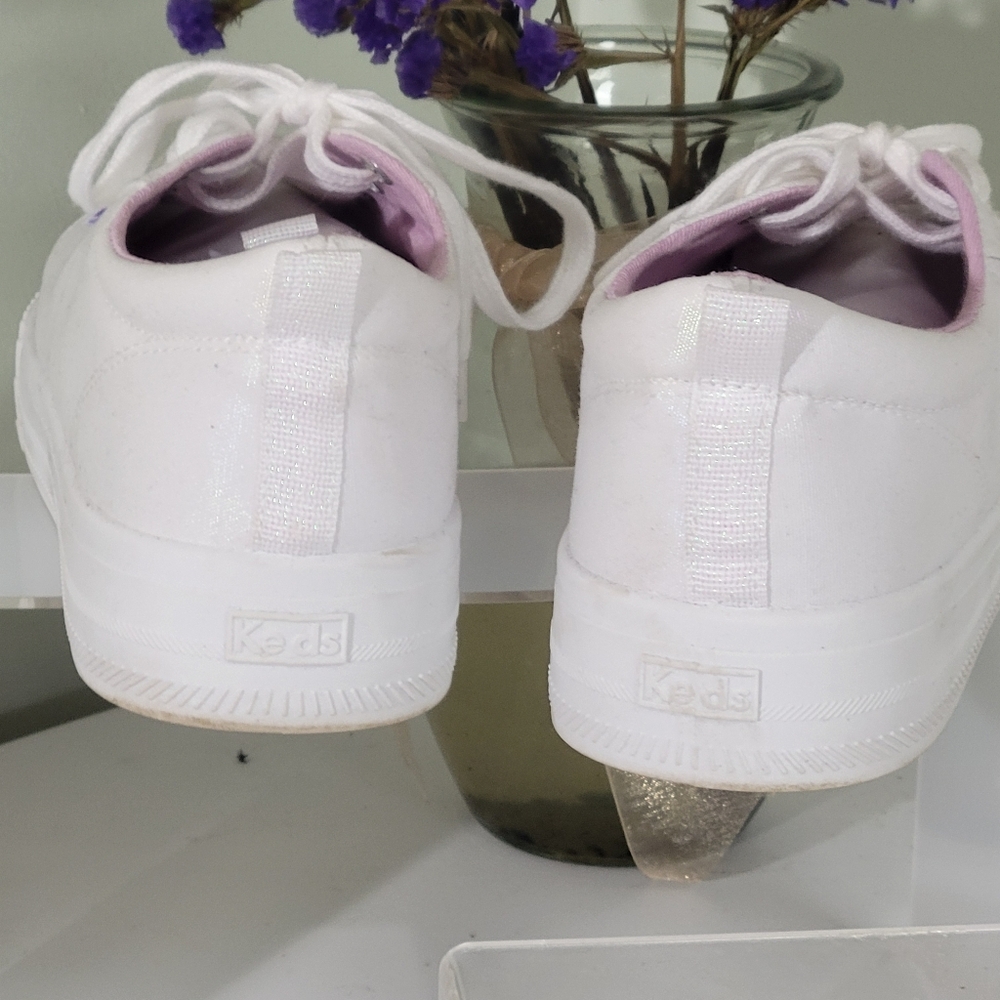 BRAND NEW KEDS IRRIDESCENT white platform triple kick sneakers 👟 - Picture 4 of 9